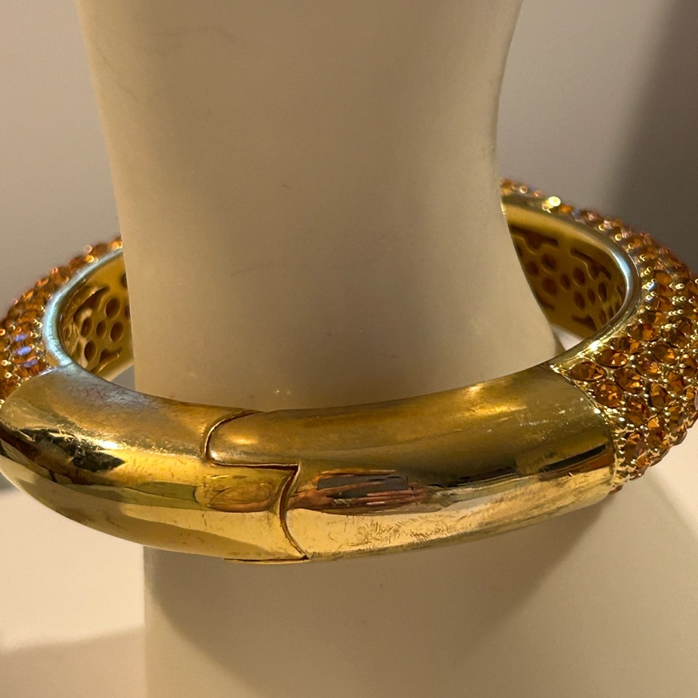 Vintage Joan Boyce Gold Tone & Orange Citrine Jeweled Bracelet - Picture 4 of 14